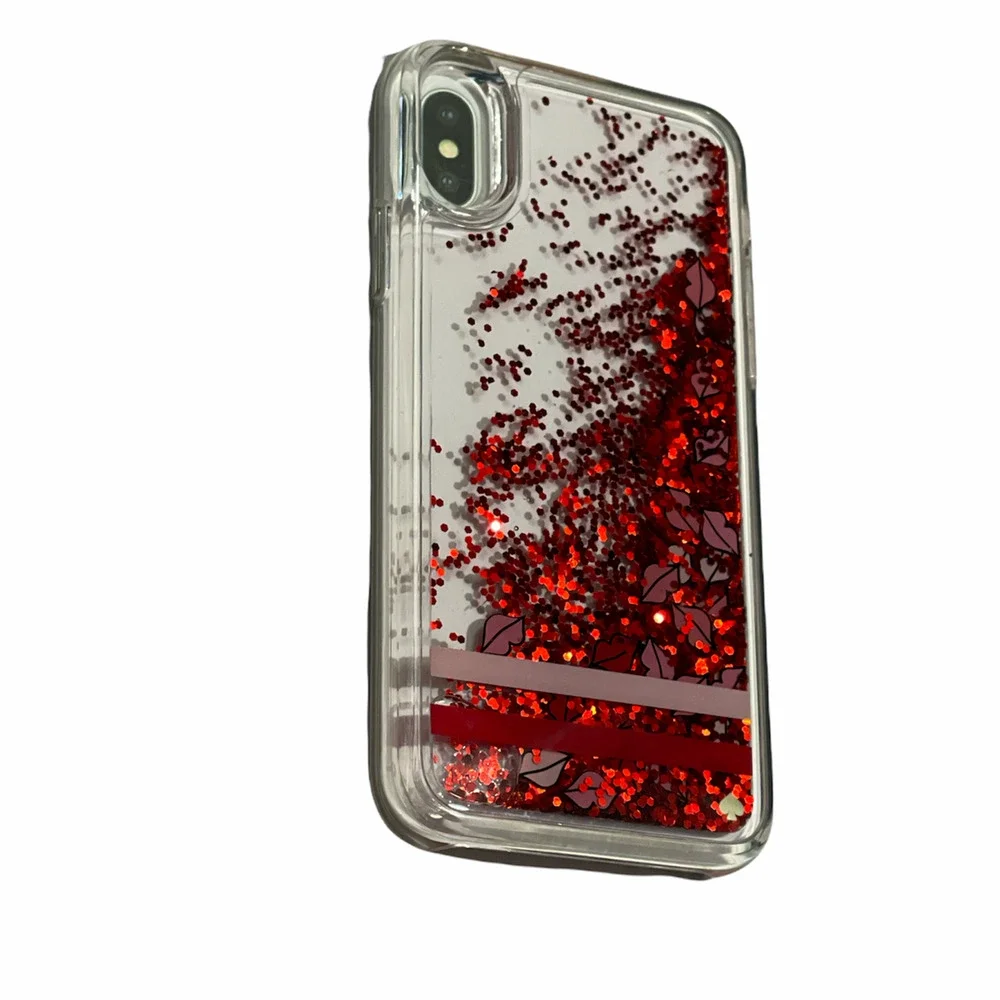 Kate Spade iphone X / XS phone case liquid Lips and red Glitter NEW W/out Box